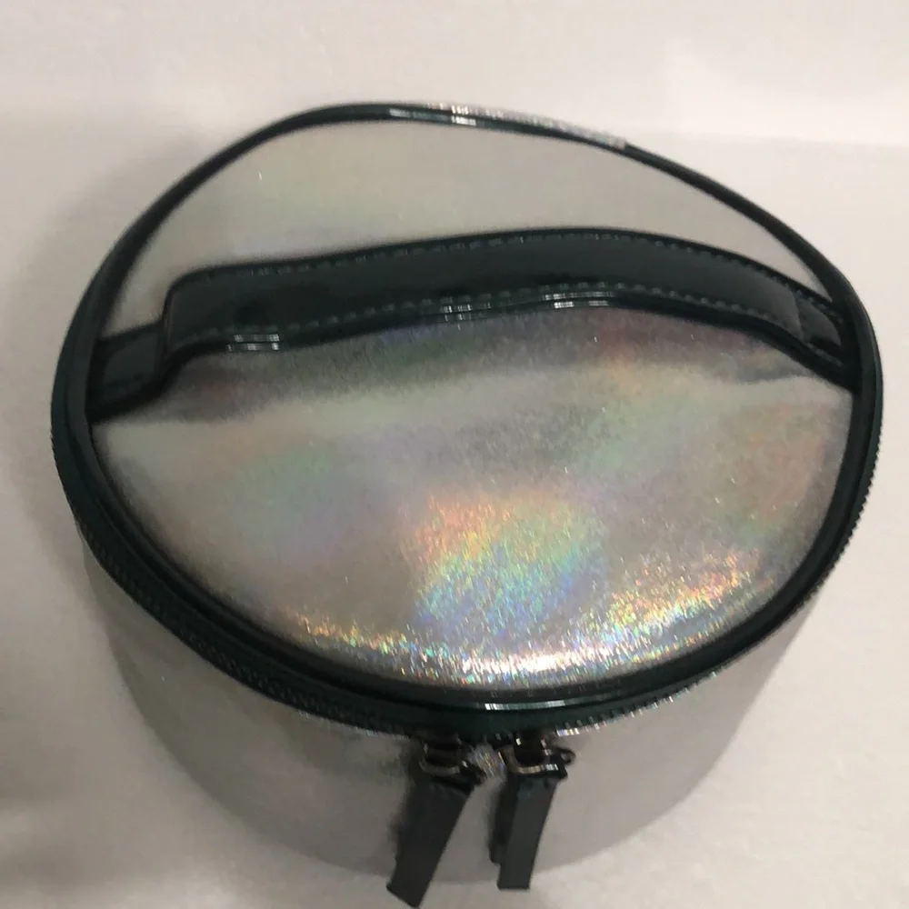 Iridescent Silver Cosmetic Bag